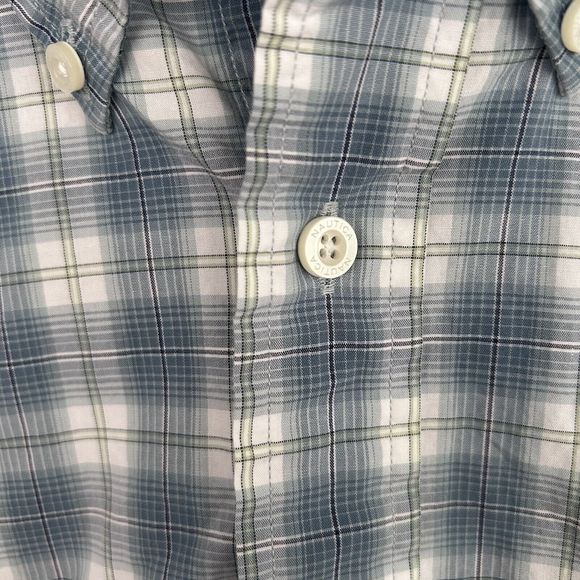 Nautica XXL Button Up Short Sleeve Shirt 80s Two Ply Cotton Blue Plaid - Picture 4 of 7